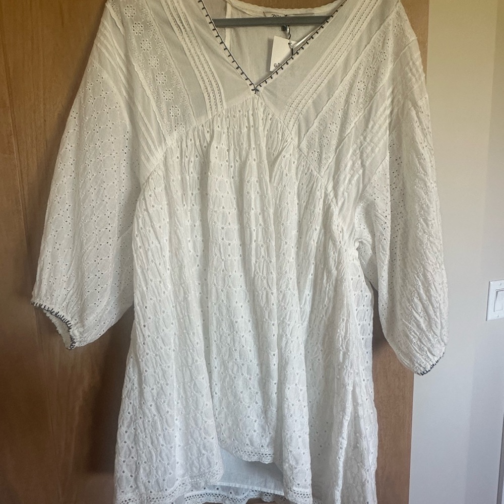 White Embroidered Women's Dress